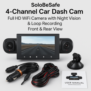 Solobesafe 4 Lens dash camera - 360 car cam with 3"LCD nigjt vision Full HD recording - Solobesafe