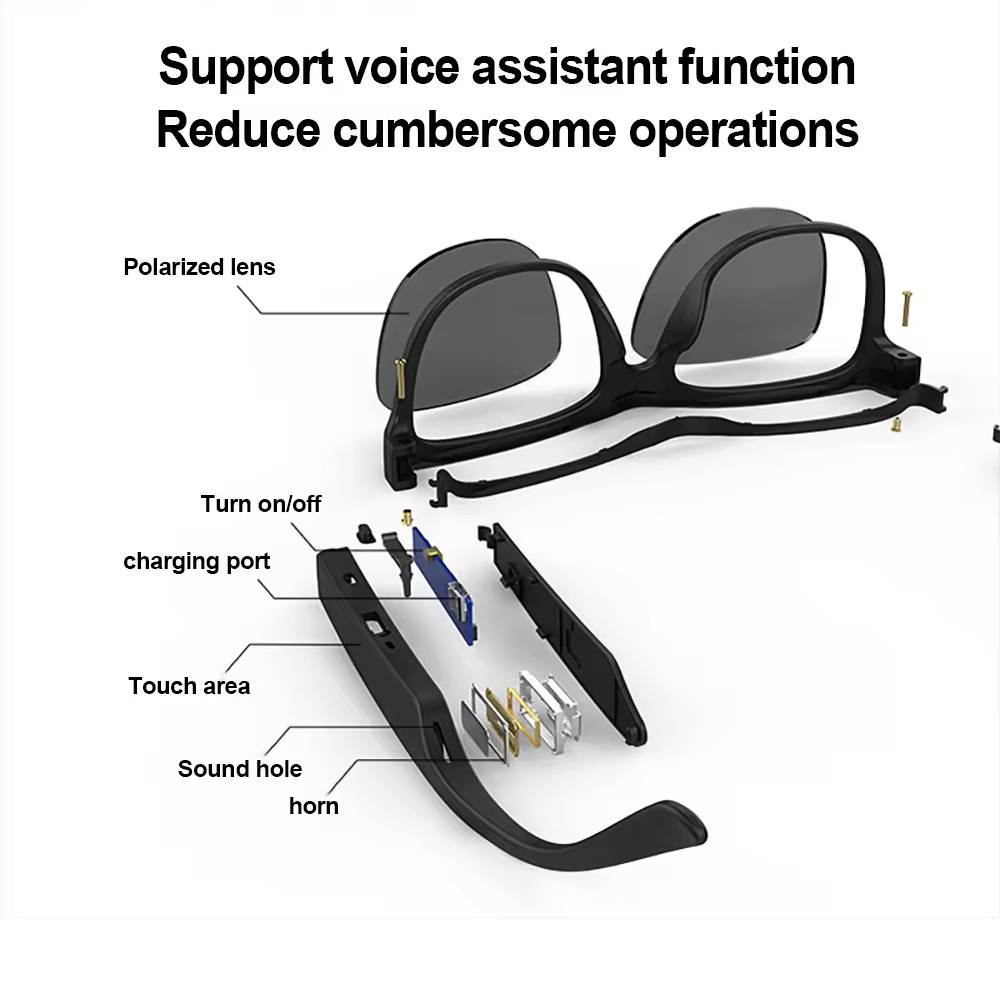 C8 smart wireless audio bt glasses headset multi-function music voice call glasses - Solobesafe