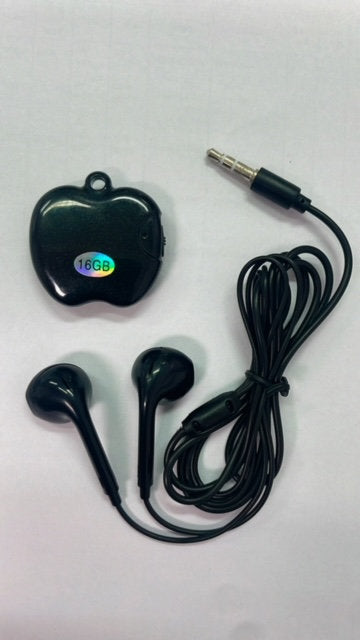 Apple-Shaped Mini Voice Recorder with wired earphones