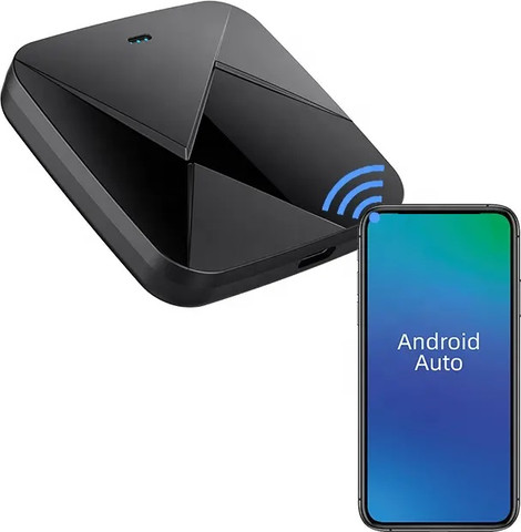 Wireless CarPlay adapter connected to a phone