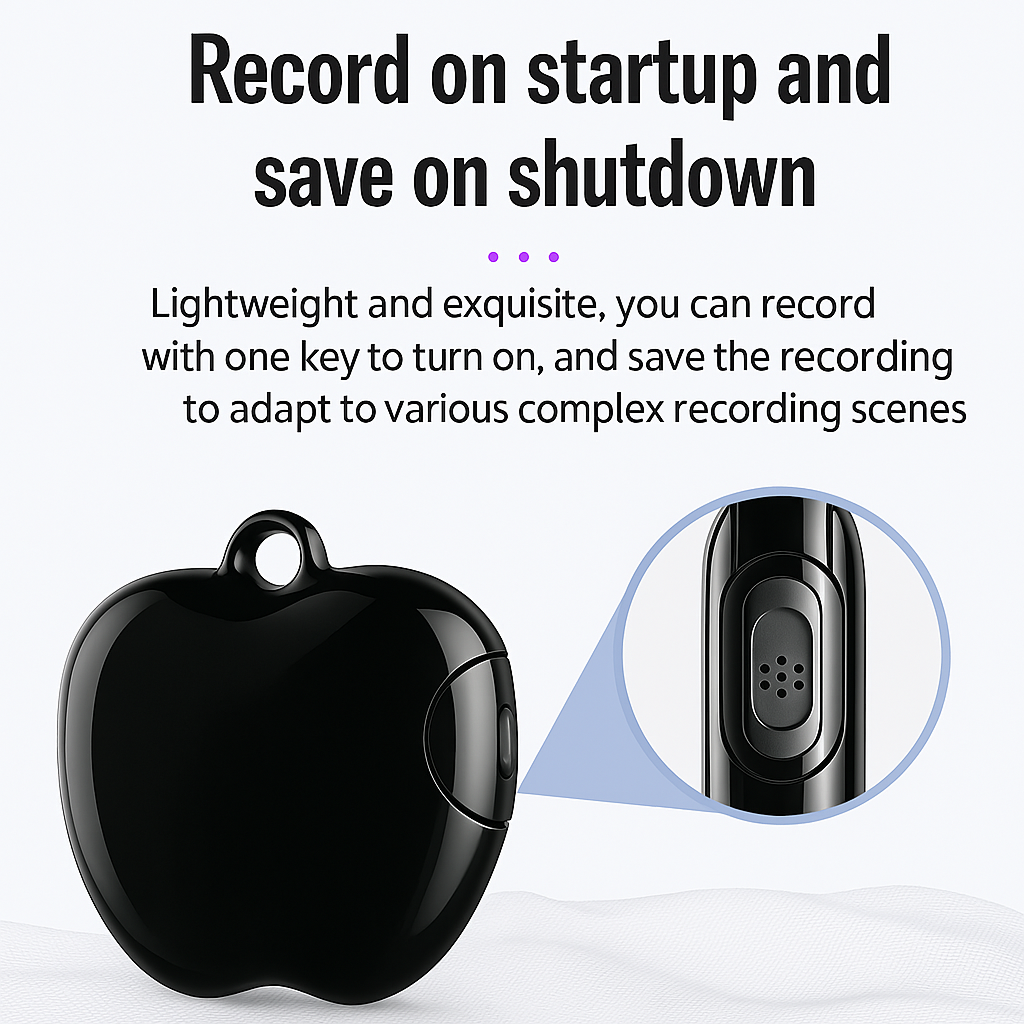 Apple-Shaped Mini Voice Recorder autosave function