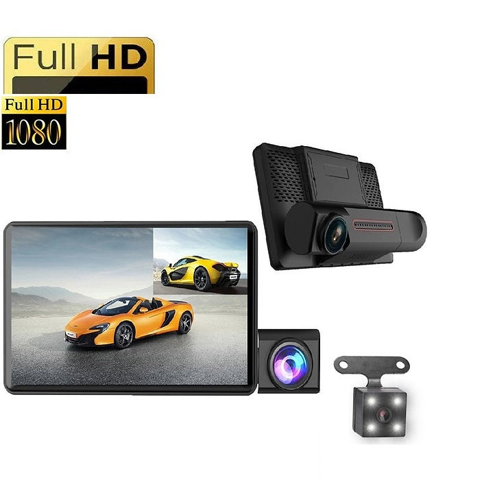 4 Inch Car Dash Cam with 3 lens for full coverage