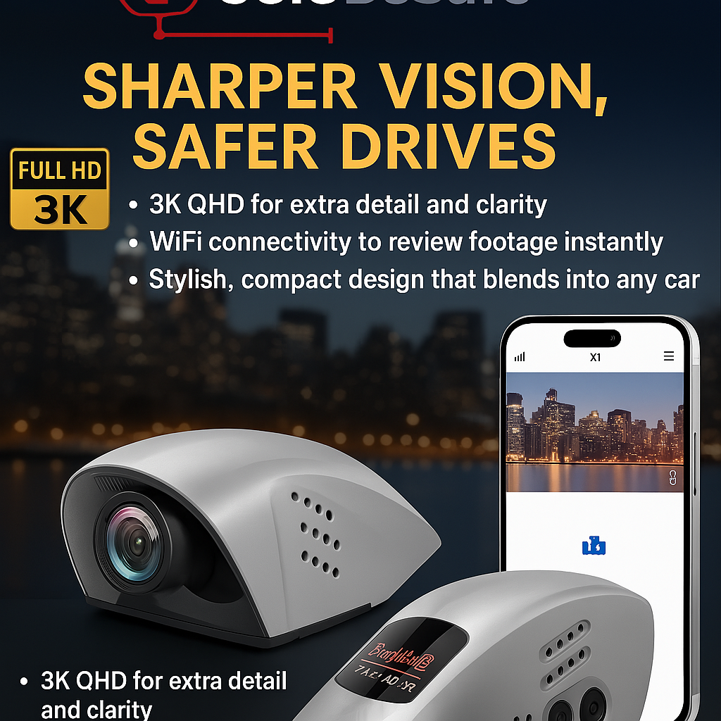 1080P Solobesafe Dash Cam with Night Vision – Front Car Camera, 2K Resolution, Event Data Recorder