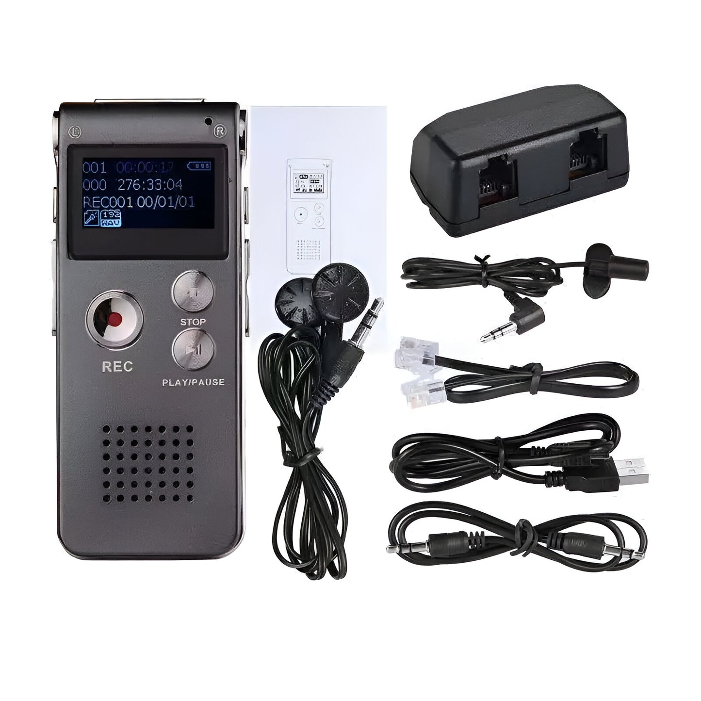 Digital Voice Recorder with everything that comes in the box