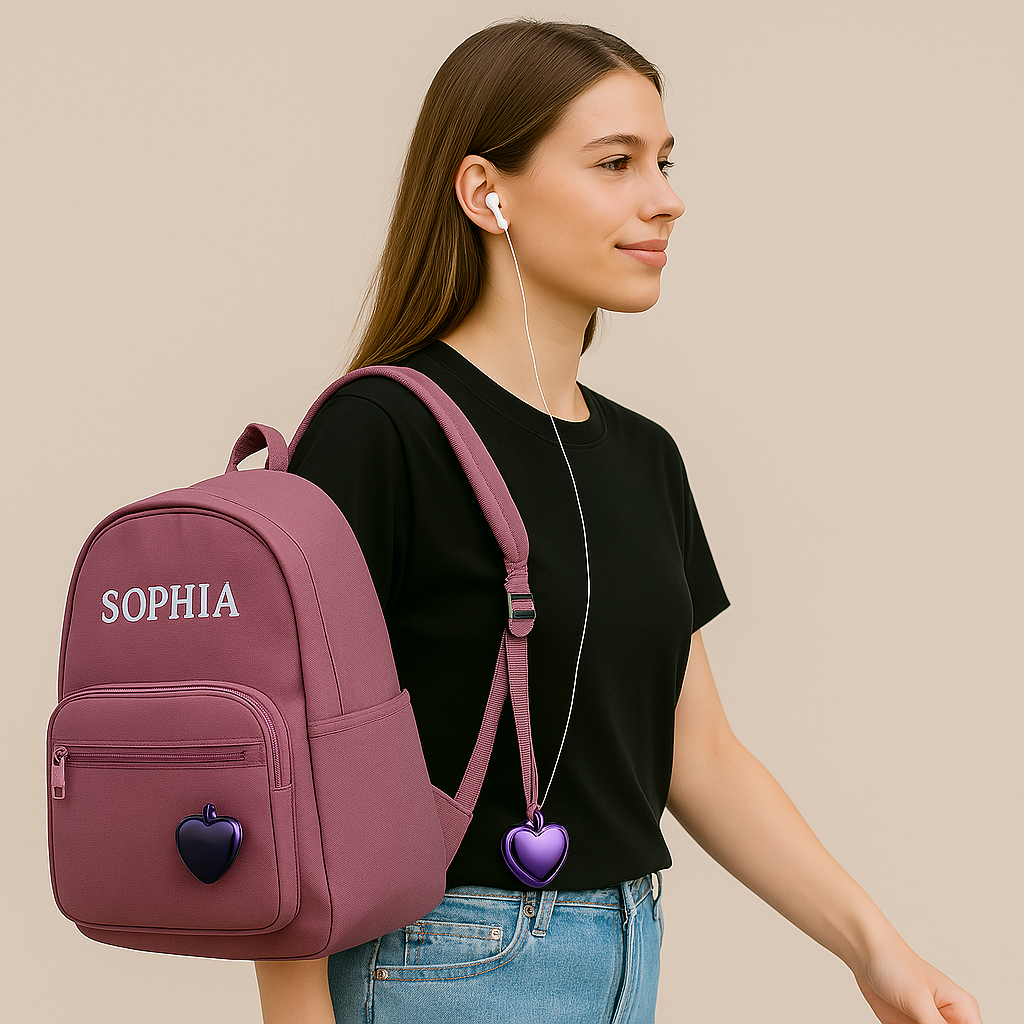 Heart-Shaped Mini Voice Recorder as a bag charm