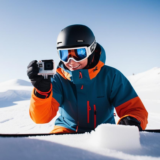 Full HD Action Camera used by a snowboarder