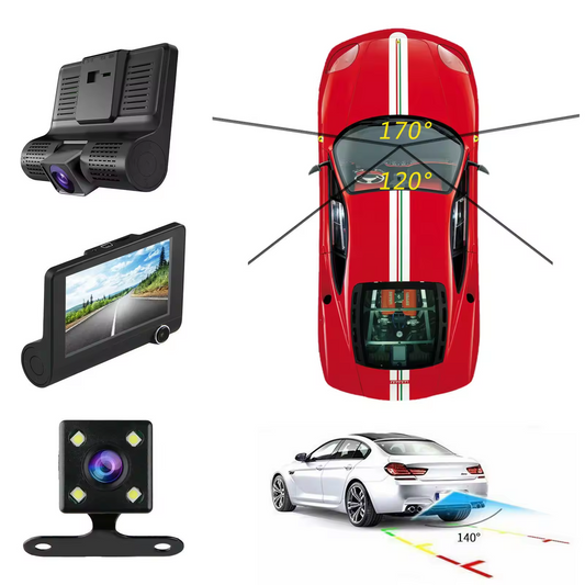 Solobesafe Three Cameras 4inch 3 Lens Car DVR 1080P Auto Camera Triple Lens Car Black Box Dash Cam - Solobesafe