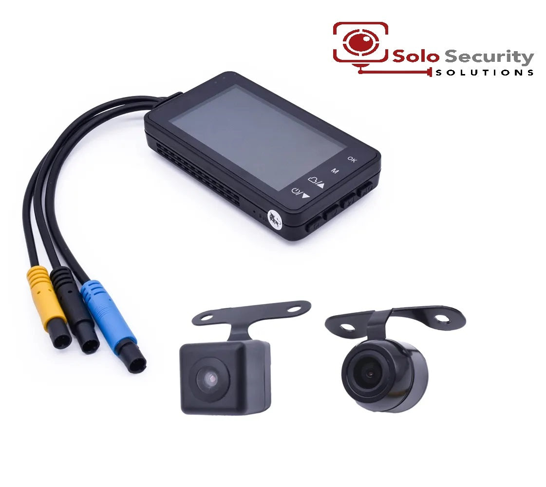 Solobesafe Dash Cam 1080p Dual Lens DVR with 4'' IPS Touch Screen Waterproof Loop Recording with GPS - Solobesafe