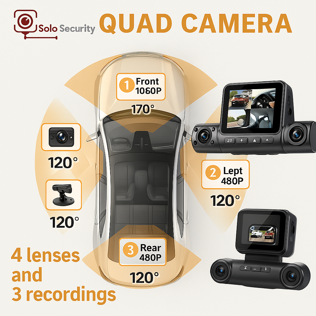 Solo be safe 4Lens 360° Dash Cam - Solobesafe camera angles