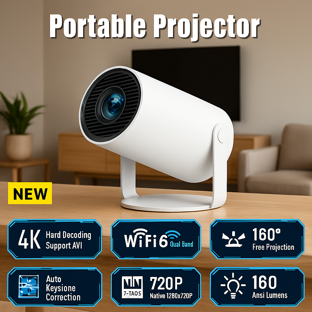 Solobesafe WiFi Projector 4K HD Android wireless with smartphone connection