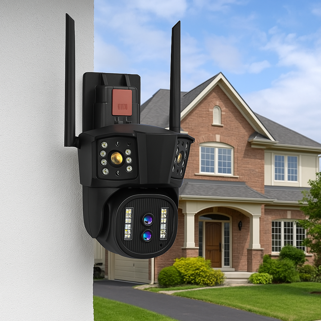 3MP PTZ WiFi Camera mounted on a wall outdoor