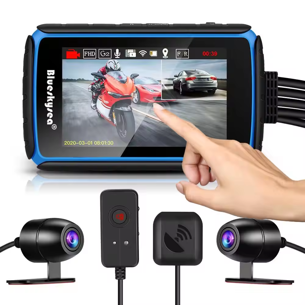 Solobesafe Dash Cam 1080p Dual Lens DVR with 4'' IPS Touch Screen Waterproof Loop Recording with GPS - Solobesafe