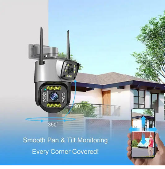 Solobesafe 4MP Dual Lens Wifi PTZ Camera Night Vision Dual Screen Outdoor CCTV IP Camera Wireless Security Camera - Solobesafe