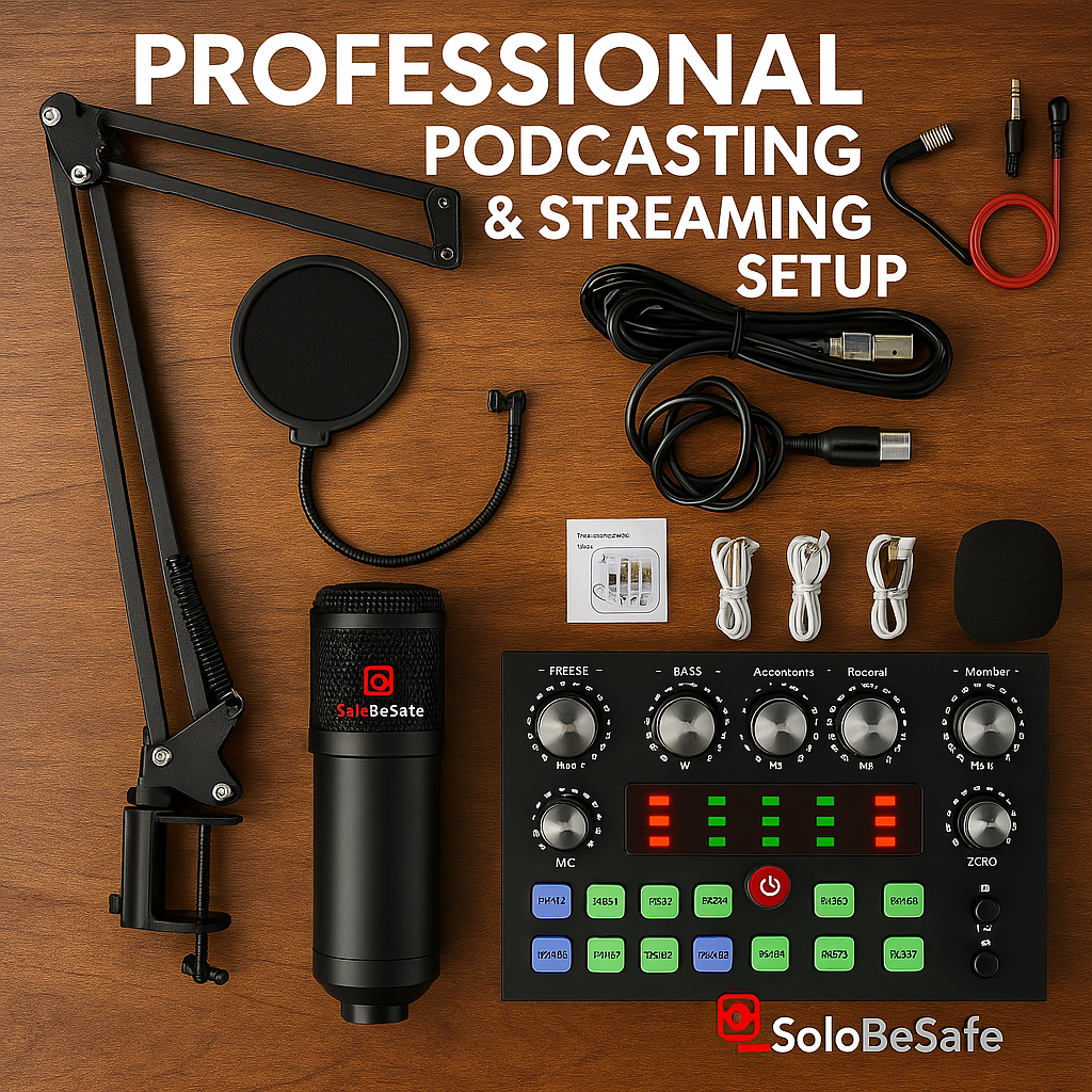Professional Recording Bundle pack includes Mic, Boom Arm, Pop filter & wires for seamless transmission