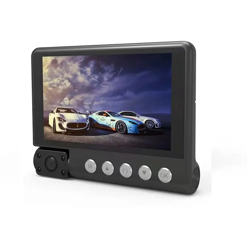 4" Touch screen dash cam with 3 lenses