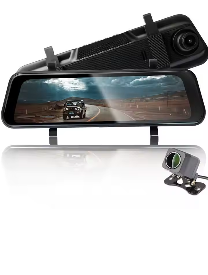 10-Inch 4K Dual Lens Touch Screen Dash Cam with Front and Rear View Cameras