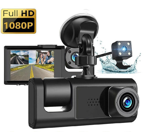 3 Channel Dash Cam with Night Vision & Motion Detection 