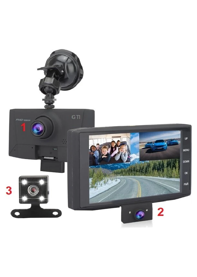 Dash Cam solo be safe 4inch Screen 3 Lens