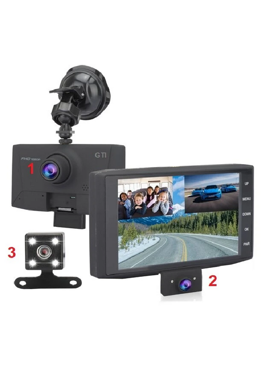 Solobesafe  Dash Cam solo be safe 4inch Screen 3 Lens - Solobesafe