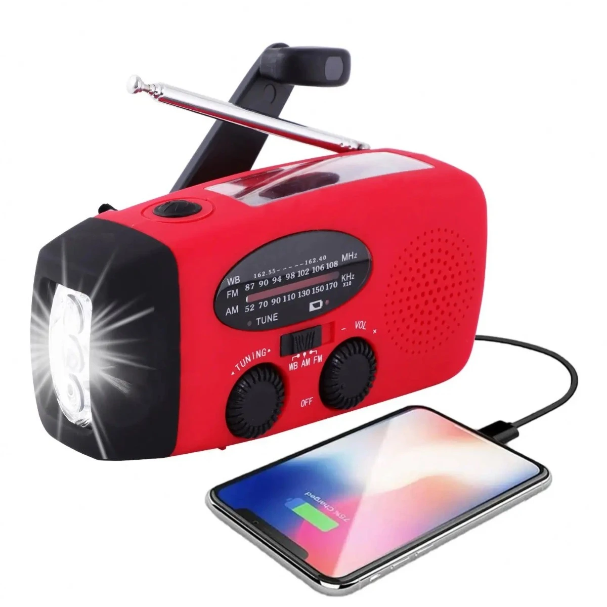 Solar emergency hand crank Radio with LED Flashlight with AM/FM