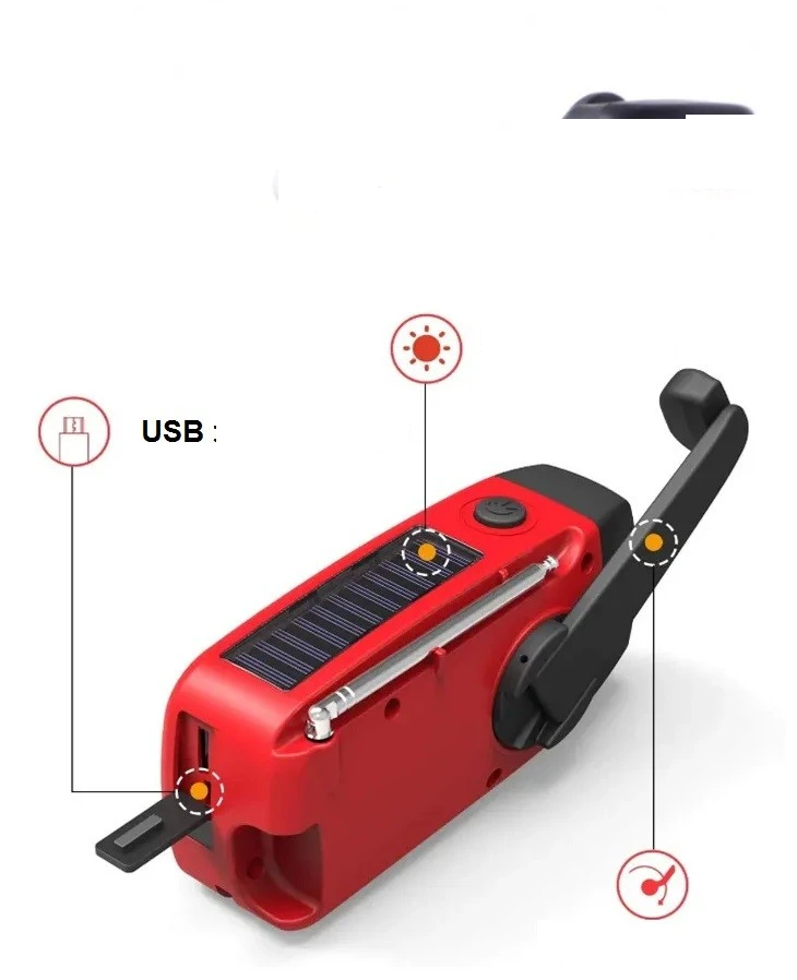 Solar emergency hand crank Radio with LED Flashlight with AM/FM