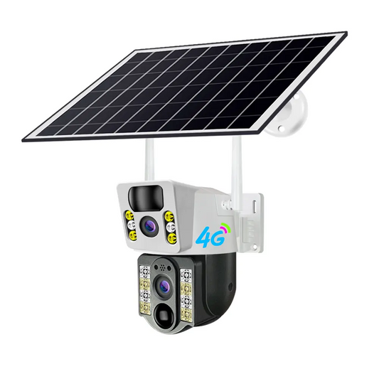 4MP Dual Lens Wifi PTZ Camera with Night Vision and Dual Screen for Outdoor wifi or 4G solar panel