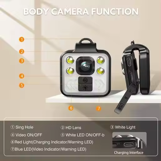 Solobesafe  - Mini Body Camera Video Recorder with Night Vision led
