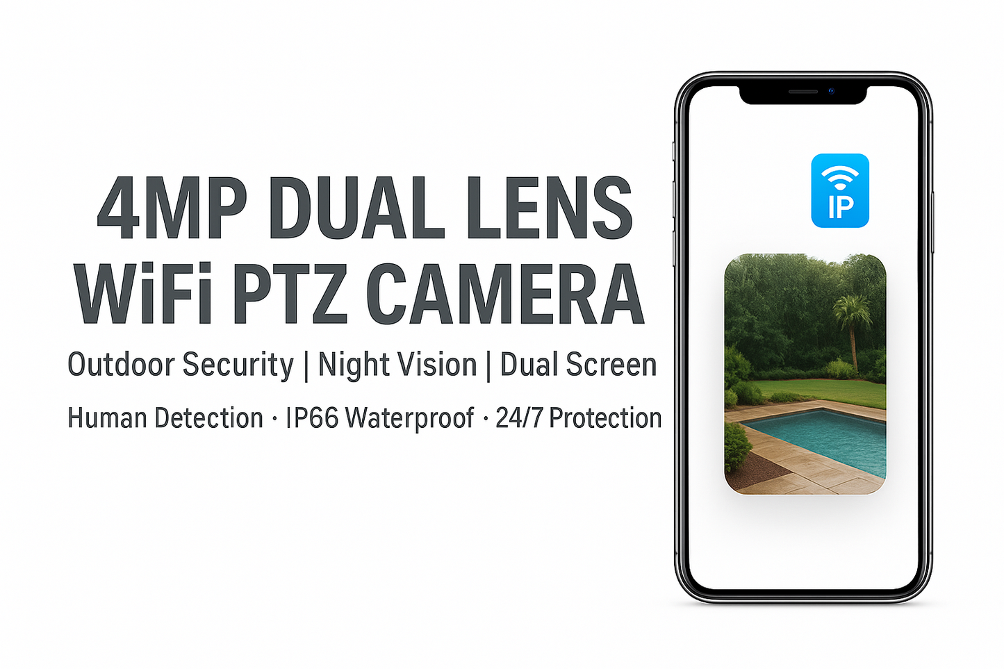 Solobesafe  4MP Dual Lens Wifi PTZ Camera Night Vision Dual Screen Outdoor CCTV IP Camera Wireless Security  Camera