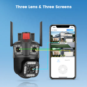 3MP PTZ wifi camera with 4XZoom and 3 lens