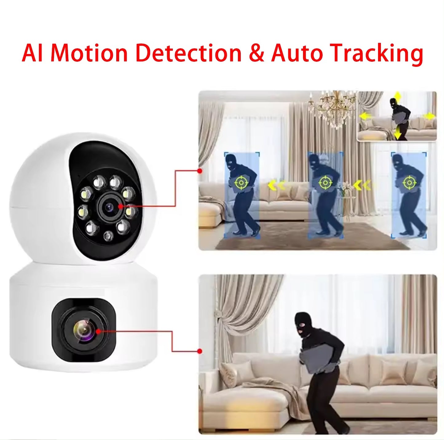 Wireless Indoor CCTV Camera with Dual 4MP Lenses and IP Connectivity