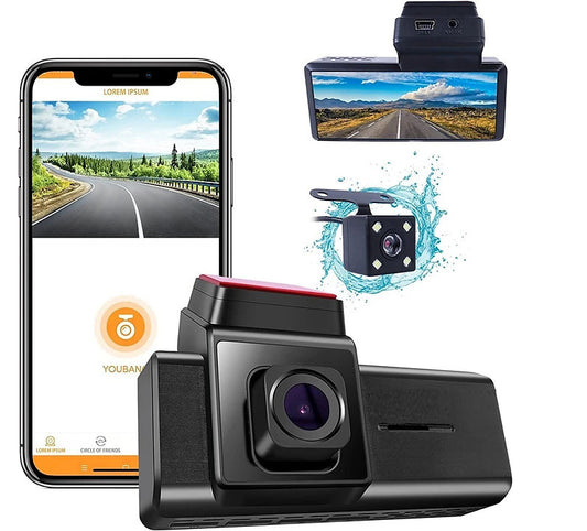 Solobesafe  Wireless Dual Dash Cam with Color Display  front   and  back
