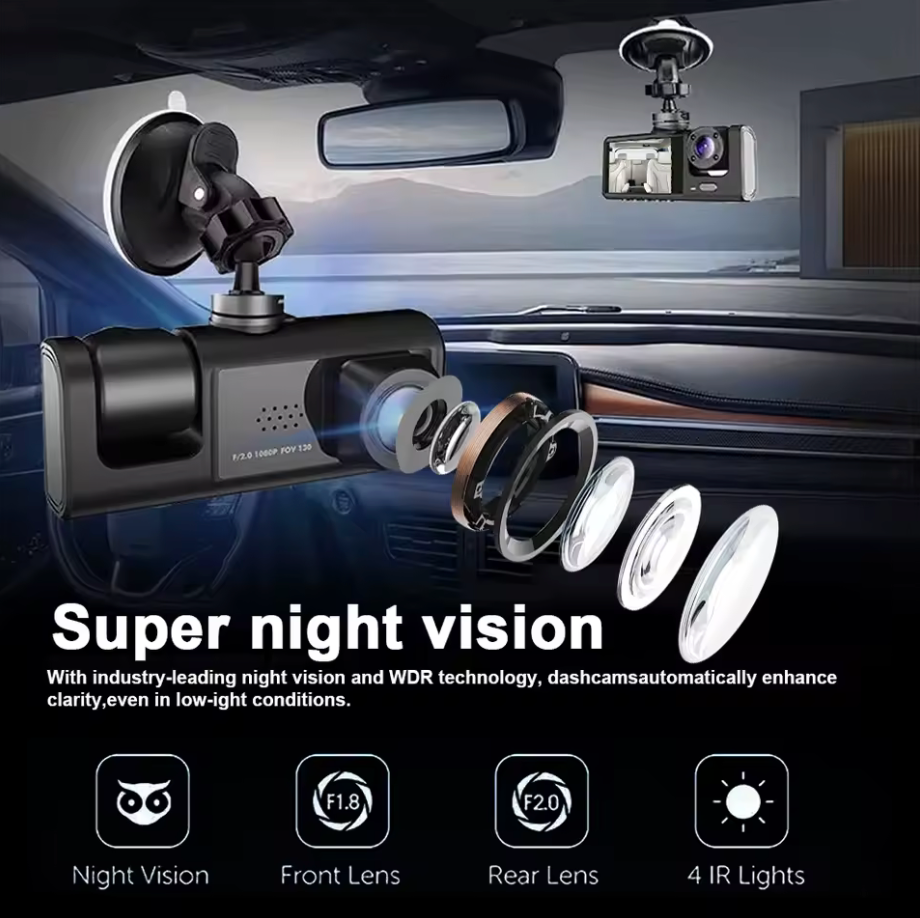 Solobesafe   3 Lens Dash Camera with WIFI