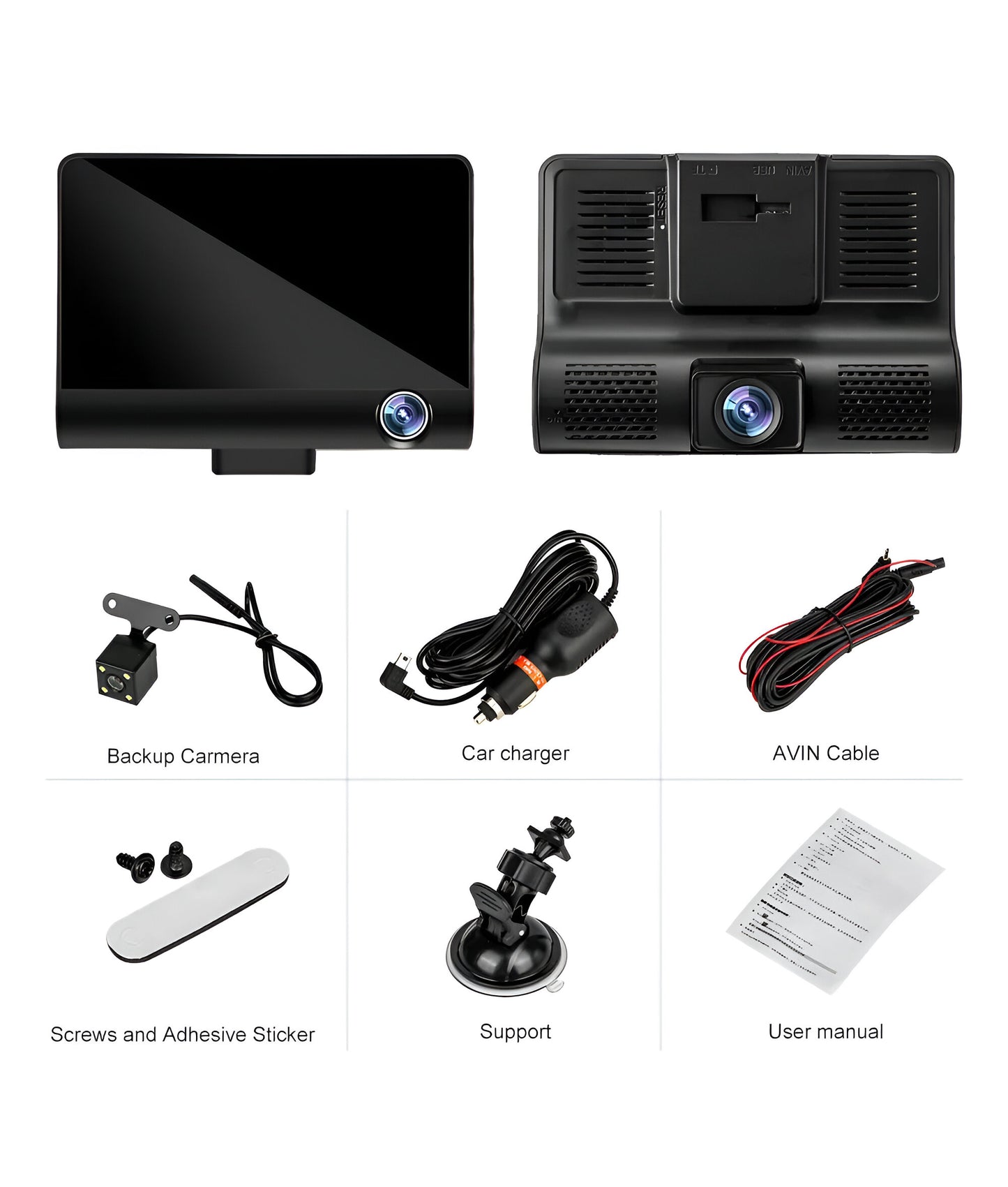 Solobesafe Three Cameras 4inch 3 Lens Car DVR 1080P Auto Camera Triple Lens Car Black Box Dash Cam