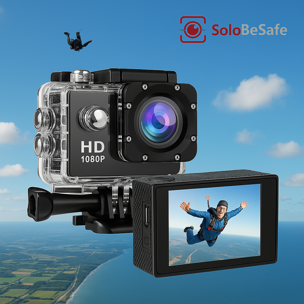 Full HD Action Camera used by a skydiver