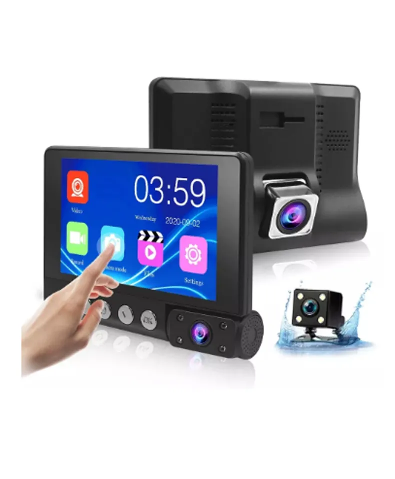 Solobesafe 4" Touch screen dash cam with 3 lenses-Guarding Your Road Ahead!
