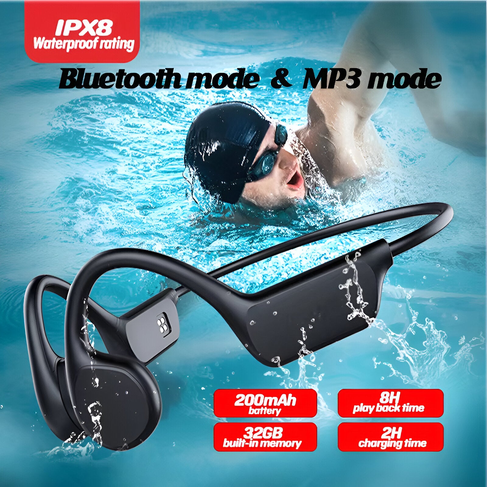Bone Conduction Headphones splash proof