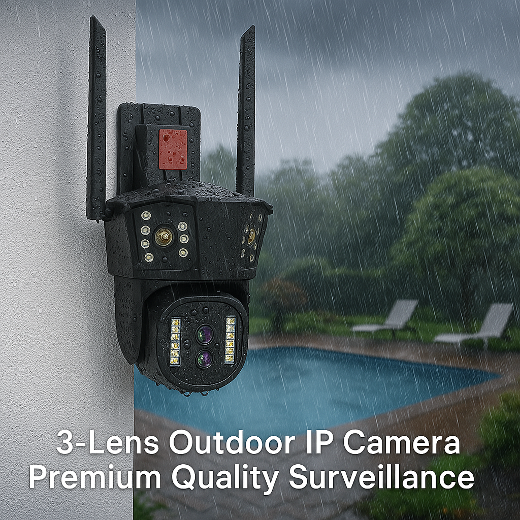 3MP PTZ WiFi Camera mounted near pool